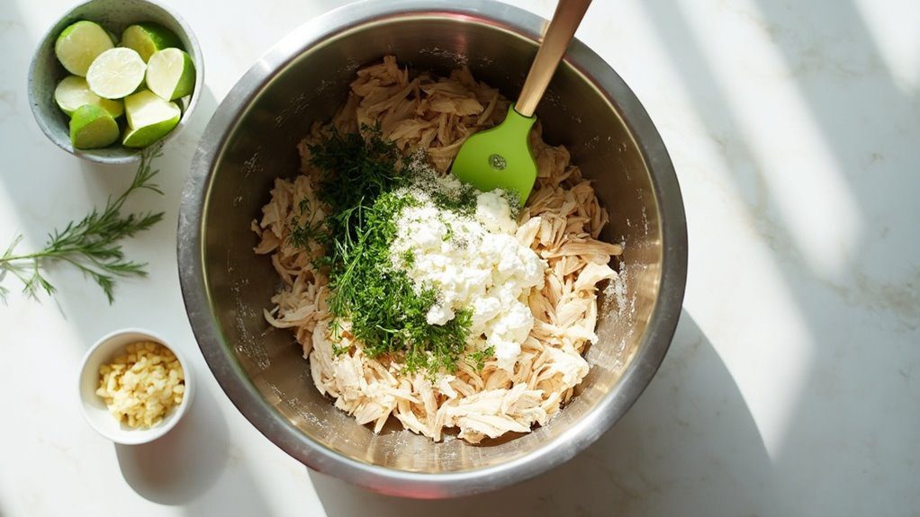 mix chicken with cheese