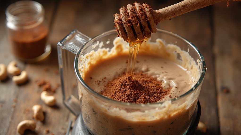 mix in cocoa and honey