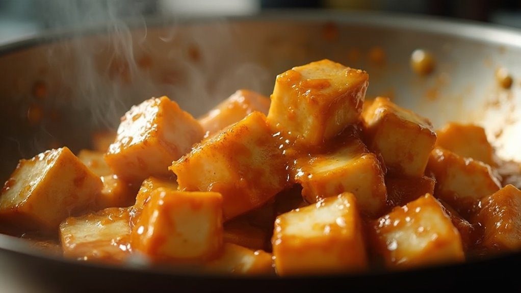 mix sauce and tofu