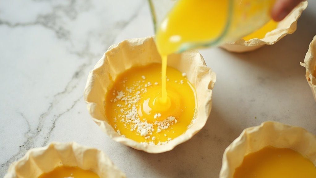 pour batter into cups