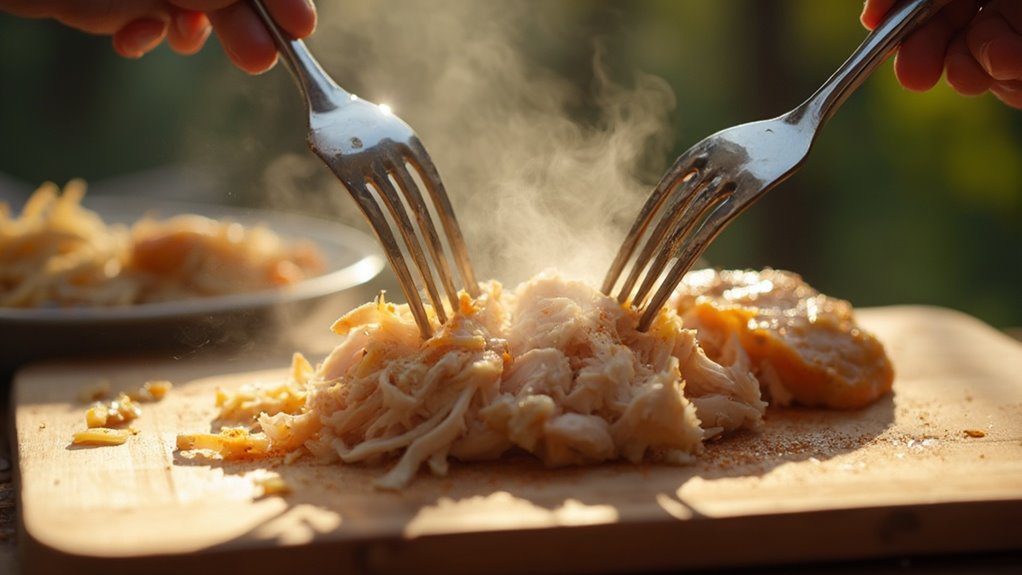 shred chicken with forks