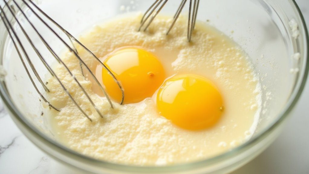 whip eggs until frothy