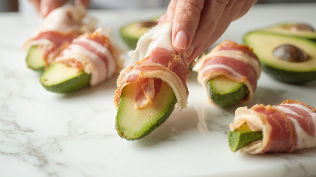 wrap bacon around avocados