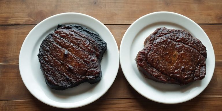 Two steaks on plates