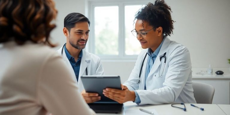 Doctor and patient discuss diabetes.