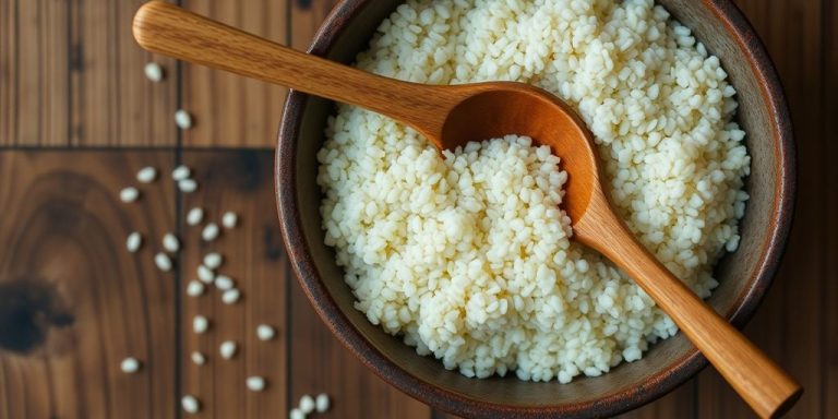 Quinoa in a bowl with a spoon.