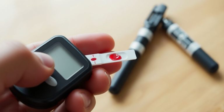 A person checking blood sugar levels.