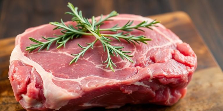 Raw chuck roast with herbs.